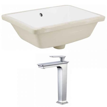 18.25 W Rectangle Undermount Sink Set In White, Chrome Hardware